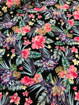 100% Polyester- Floral Print Black/Multi XN175