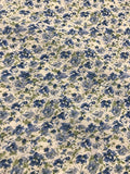 100% Polyester Crinkle- Ditsy Florals Blue