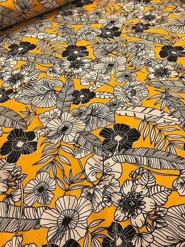 Floral Stretch Jersey- Yellow