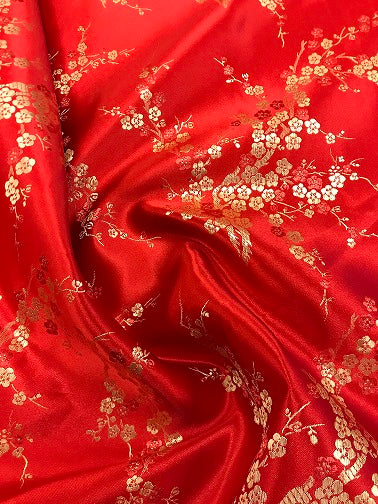 Chinese Brocade - Red & Gold Blossom