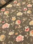 100% Cotton Lawn - Grey Flower