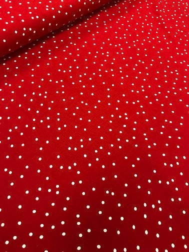 100% Viscose - White Spot on Red 031/D