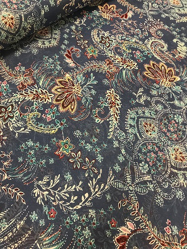 100% Polyester Chiffon print - Blue Multi Floral