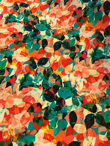 100% Viscose -Multi Colour Leaves- Little Johnny