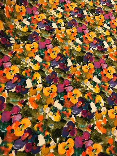 100% Viscose -Floral Paintbrush- Little Johnny