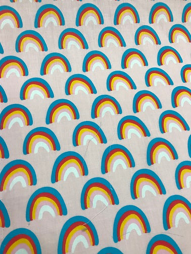 Rainbow Print PolyCotton-Pink