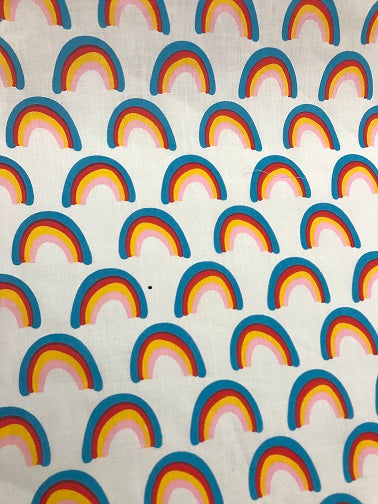 Rainbow Print PolyCotton-White
