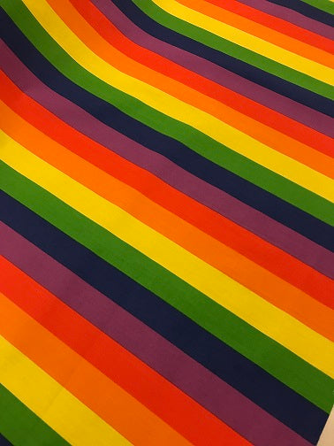Rainbow Medium Stripe Poly Cotton- Multi
