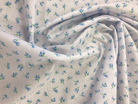 Ditsy Flower Bunches PolyCotton- Blue