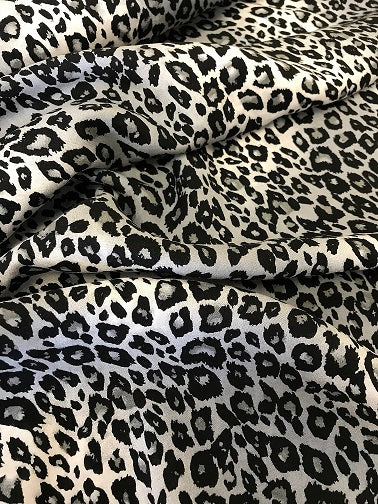 100% Viscose - Grey Leopard