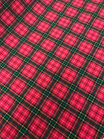 Christmas Poly Cotton- Tartan- Red