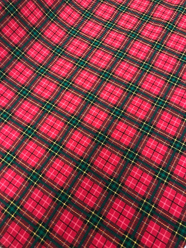 Christmas Poly Cotton- Tartan- Red