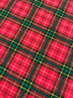 Christmas Poly Cotton- Tartan- Red
