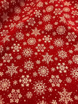 Christmas Poly Cotton- Snowflakes- Red