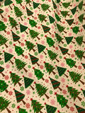 Christmas Poly Cotton- Xmas Trees- White