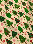 Christmas Poly Cotton- Xmas Trees- White