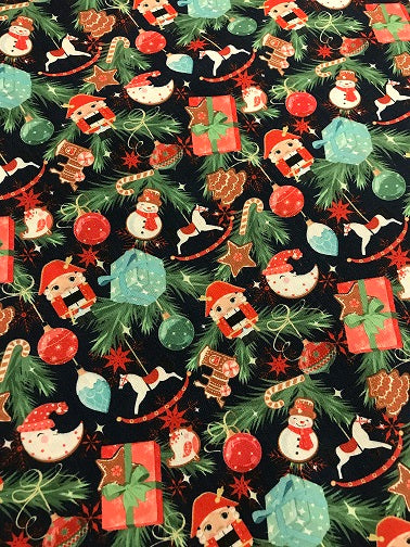 Christmas Poly Cotton- Nutcracker- Navy