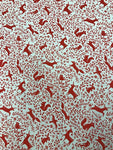Prancing Forest Animals Poly Cotton- Red