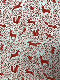 Prancing Forest Animals Poly Cotton- Red