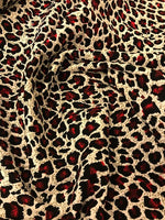 100% Cotton Needlecord - Leopard Spots Red