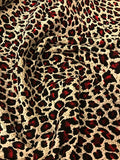 100% Cotton Needlecord - Leopard Spots Red