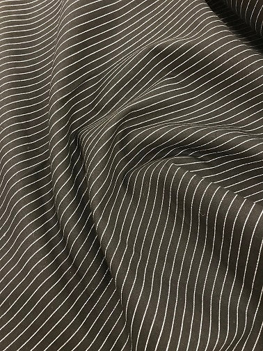 Pinstripe Poly Cotton Suiting- Black