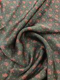 Floral Print Satin-Red on Black