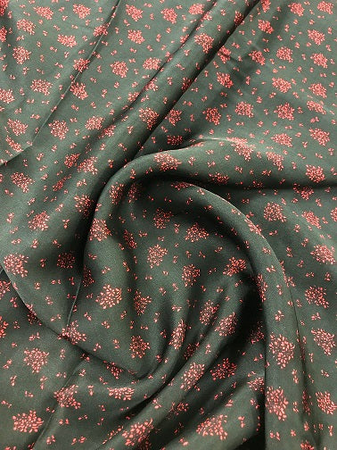 Floral Print Satin-Red on Black