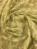 100% Cotton Embroidered Lawn- Pistachio