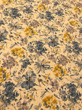 100% Cotton Poplin- Blue & Gold Floral