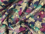 100% Cotton Lawn - Purple Floral Print with Gold
