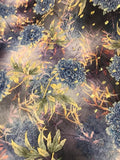 100% Cotton Lawn - Blue Floral Print with Gold
