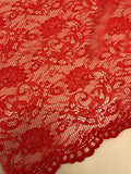 100% Polyester Raschel Lace- Red (scallop edge)
