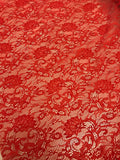 100% Polyester Raschel Lace- Red (scallop edge)