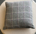 100% Wool Grey Check Cushion Cover- 18" x 18"