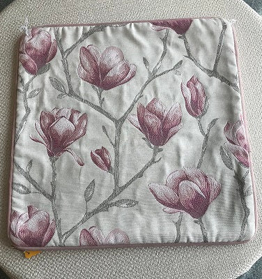 Piped Pink Embroidered Flower Cushion Cover 18" x 18"