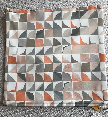 Geometric Cushion Cover 18" x 18"- Grey & Orange