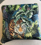 Piped Velvet Tiger Cushion Cover 18" x 18"