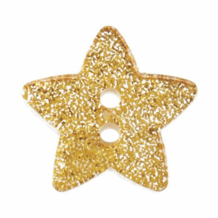 2 Hole Button - Gold Chunky Glitter Star
