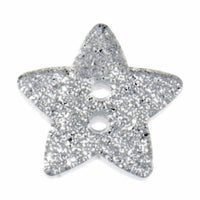 2 Hole Button - Silver Chunky Glitter Star