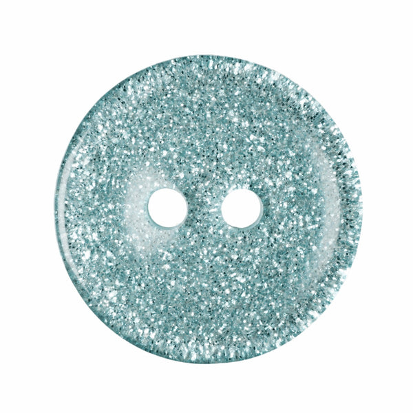 2 Hole Button - Light Blue Glitter Round