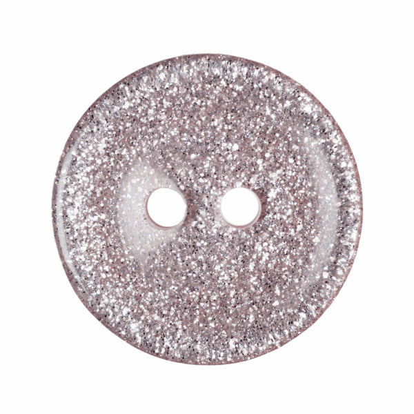 2 Hole Button - Light Pink Glitter Round