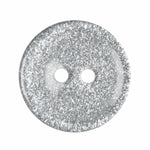 2 Hole Button - Silver Glitter Round