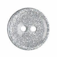 2 Hole Button - Silver Glitter Round