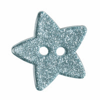 2 Hole Button - Light Blue Glitter Star
