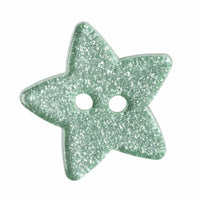 2 Hole Button - Light Green Glitter Star