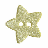 2 Hole Button - Light Yellow Glitter Star