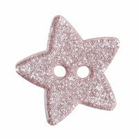 2 Hole Button - Light Pink Glitter Star