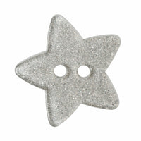 2 Hole Button - Silver Glitter Star