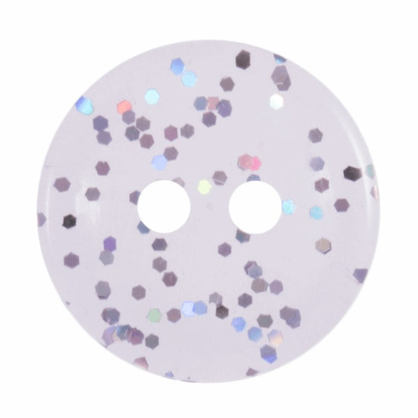 2 Hole Button - Transparent Glitter Lilac